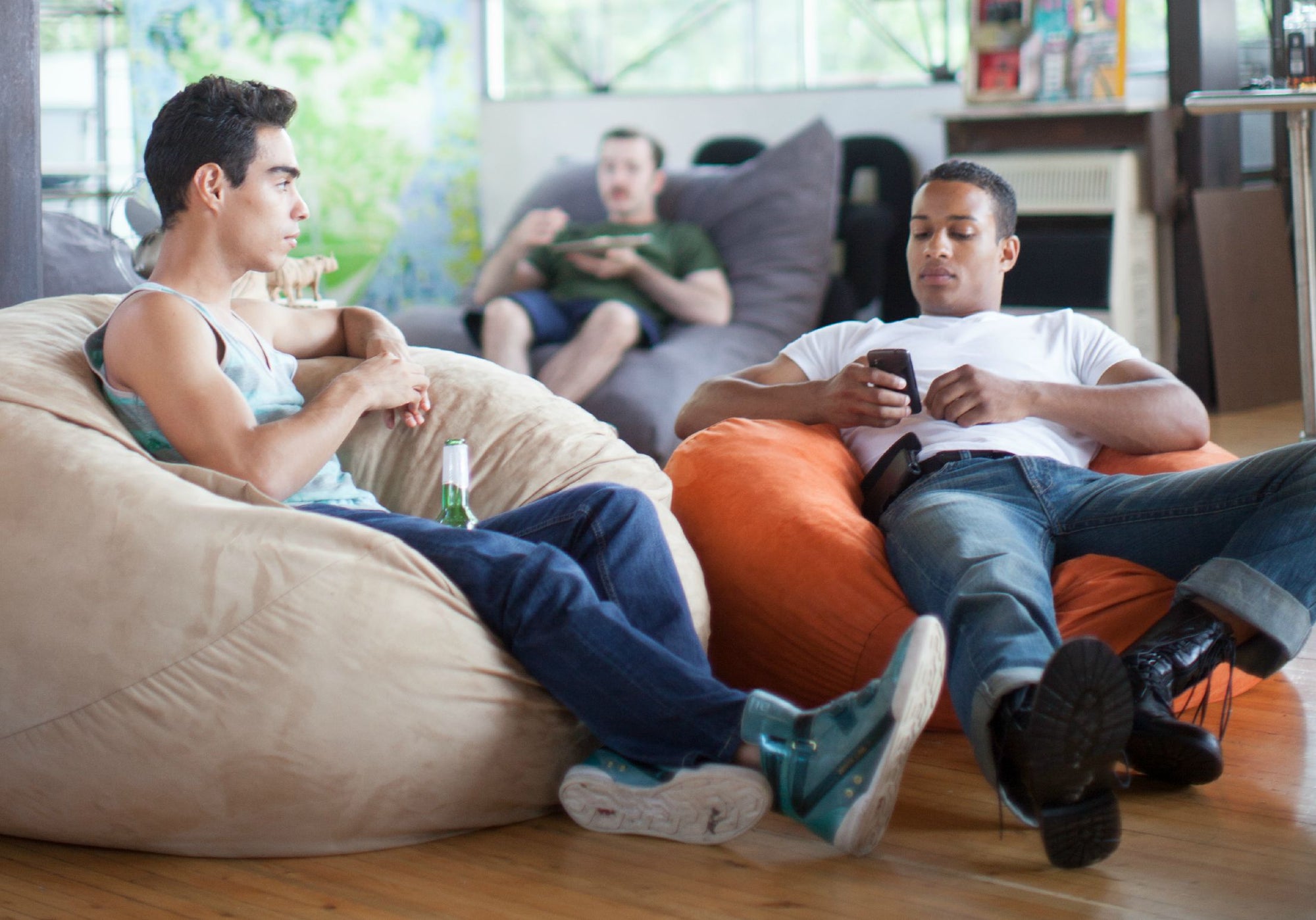 Lounging in Comfy Bean Bag Chairs